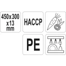 YATO YG-02171 GASTRO Vágódeszka 450 x 300 x 13 mm PE zöld