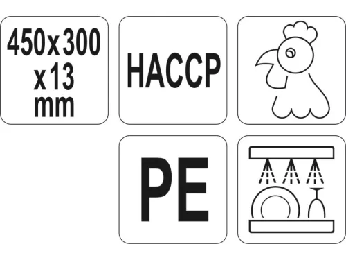 YATO YG-02172 GASTRO Vágódeszka 450 x 300 x 13 mm PE sárga