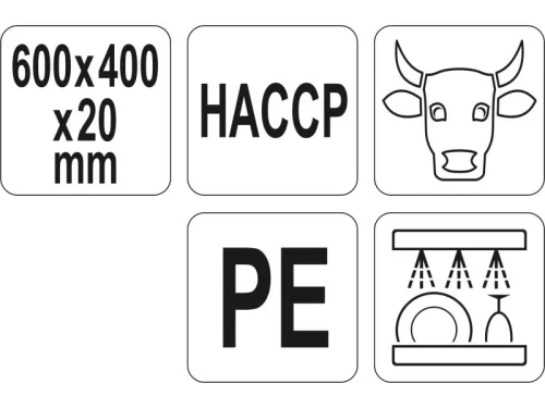 YATO YG-02180 GASTRO Vágódeszka 600 x 400 x 20 mm PE piros