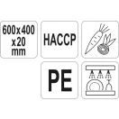 YATO YG-02181 GASTRO Vágódeszka 600 x 400 x 20 mm PE zöld