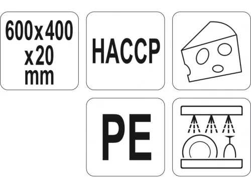 YATO YG-02184 GASTRO Vágódeszka 600 x 400 x 20 mm fehér