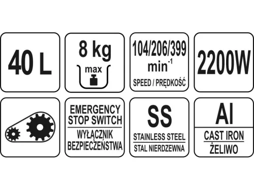 YATO YG-03023 GASTRO Tálas mixer 40 liter 2200 W 380 V