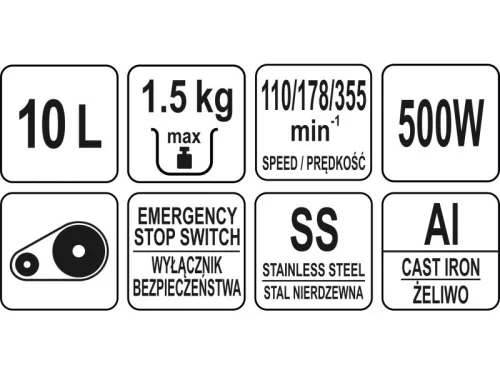 YATO YG-03025 GASTRO Tálas mixer 10 liter 500 W