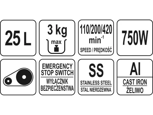 YATO YG-03026 GASTRO Tálas mixer 25 liter 750 W