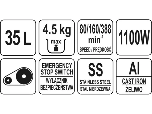 YATO YG-03027 GASTRO Tálas mixer 35 liter 1100 W