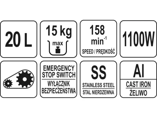 YATO YG-03059 GASTRO Dagasztógép 20 liter 1100 W