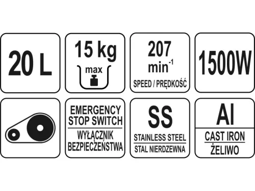 YATO YG-03060 GASTRO Dagasztógép 20 liter 1100 W