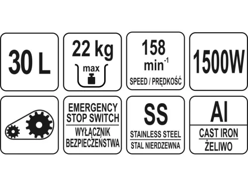 YATO YG-03062 GASTRO Dagasztógép 30 liter 1500 W