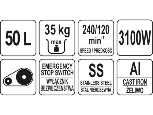 YATO YG-03068 GASTRO Dagasztógép 50 liter 2 sebességes 3100 W 380 V