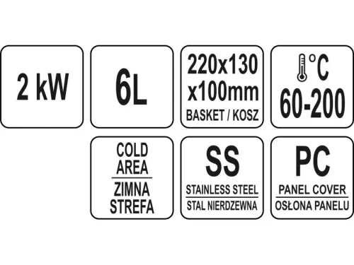 YATO YG-04608 GASTRO Asztali olajsütő 3,5 liter 2000 W