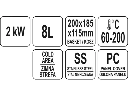 YATO YG-04609 GASTRO Asztali olajsütő 5 liter 2000 W