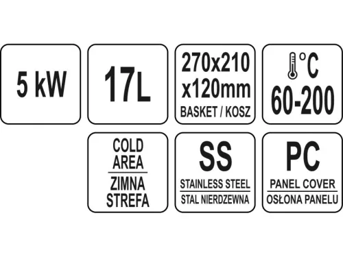 YATO YG-04617 GASTRO Asztali olajsütő 11 liter 5000 W