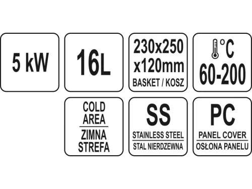 YATO YG-04636 GASTRO Olajsütő 11,5 liter 5000 W