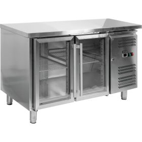   YATO YG-05252 Két üvegajtós rozsdamentes hűtőasztal 700-as széria 1360x700x850mm