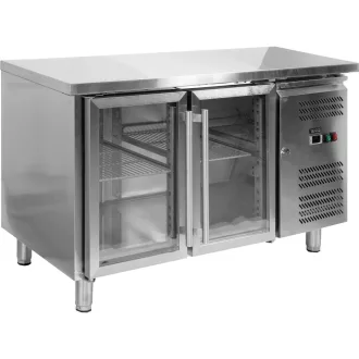   YATO YG-05252 Két üvegajtós rozsdamentes hűtőasztal 700-as széria 1360x700x850mm
