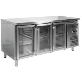   YATO YG-05257 Három üvegajtós rozsdamentes hűtőasztal 700-as széria 417L 1795x700x850mm