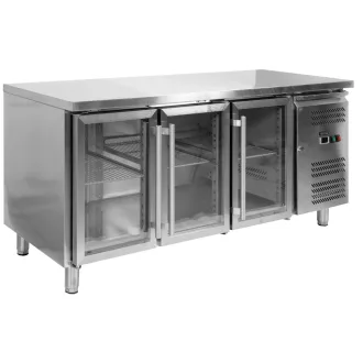   YATO YG-05257 Három üvegajtós rozsdamentes hűtőasztal 700-as széria 417L 1795x700x850mm