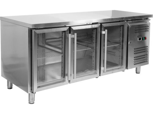 YATO YG-05257 Három üvegajtós rozsdamentes hűtőasztal 700-as széria 417L 1795x700x850mm