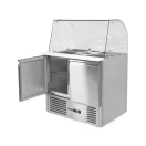YATO YG-05260 Kétajtós rozsdamentes hűtőasztal üveg tetővel 900x700x850mm