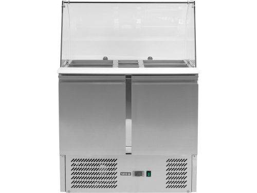 YATO YG-05260 Kétajtós rozsdamentes hűtőasztal üveg tetővel 900x700x850mm