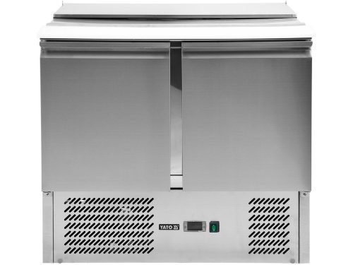 YATO YG-05262 Kétajtós rozsdamentes hűtőasztal rozsdamentes fedéllel 240L 900x700x876mm