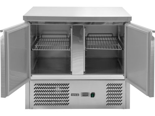 YATO YG-05270 Kétajtós rozsdamentes hűtőasztal rozsdamentes tetővel 700-as széria 240L 900x700x870mm
