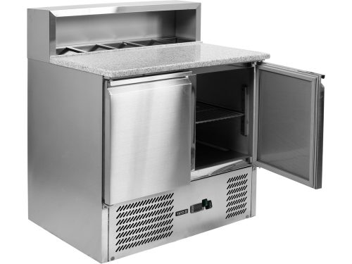 YATO YG-05275 Kétajtós rozsdamentes hűtőasztal bővített gránit munkapúlttal 240L 900x700x1075mm