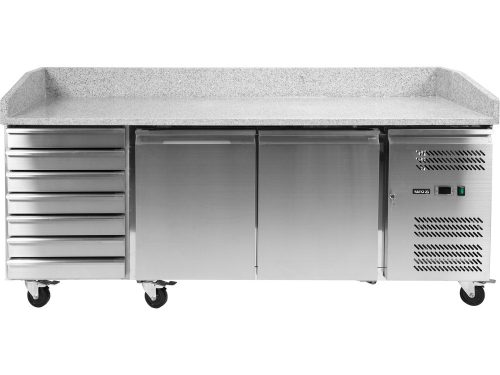 YATO YG-05310 Kétajtós hétfiókos bővíthető rozsdamentes hűtött pizzaasztal 580L 2025x800x1000mm