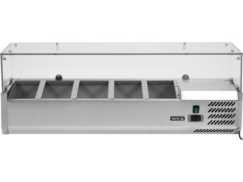YATO YG-05320 Hűtőasztalra felszerelhető rozsdamentes hűtött vitrin 5x1/4 GN 1200x335x435mm