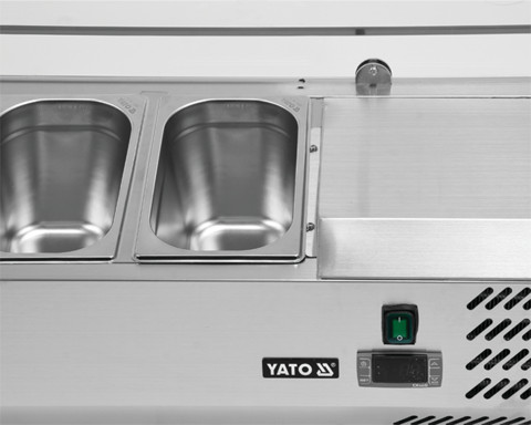 YATO YG-05321 Hűtőasztalra felszerelhető rozsdamentes hűtött vitrin 6x1/4 GN 1400x335x435mm