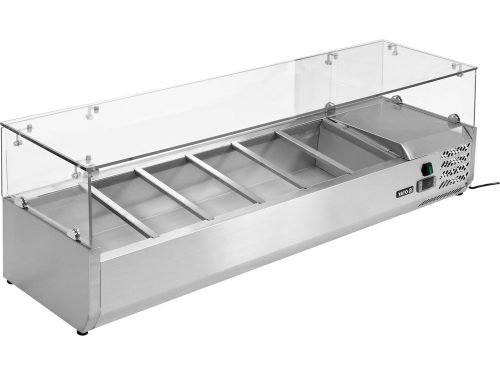 YATO YG-05330 Hűtőasztalra felszerelhető rozsdamentes hűtött vitrin 6x1/3 GN 1400x395x435mm