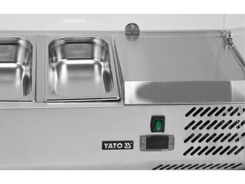 YATO YG-05332 Hűtőasztalra felszerelhető rozsdamentes hűtött vitrin 9x1/3 GN 2000x395x435mm