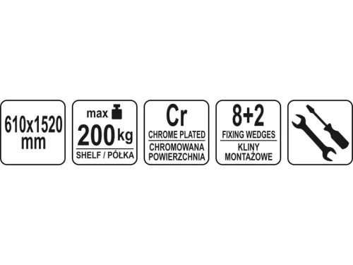 YATO YG-09058 GASTRO Aluplast polc 610 x 1520 mm