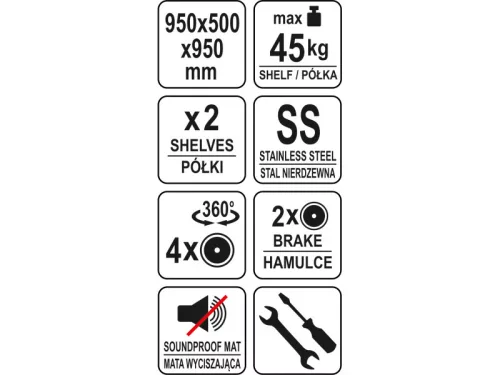 YATO YG-09095 GASTRO Zsúrkocsi 2 polcos