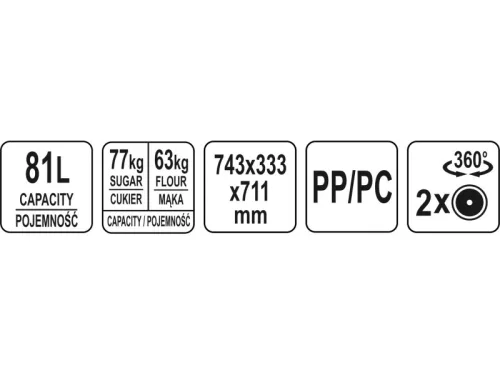 YATO YG-09109 GASTRO Alapanyagtároló kocsi 81 liter