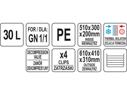 YATO YG-09250 GASTRO Ételszállító badella dupla falú 30 liter inox