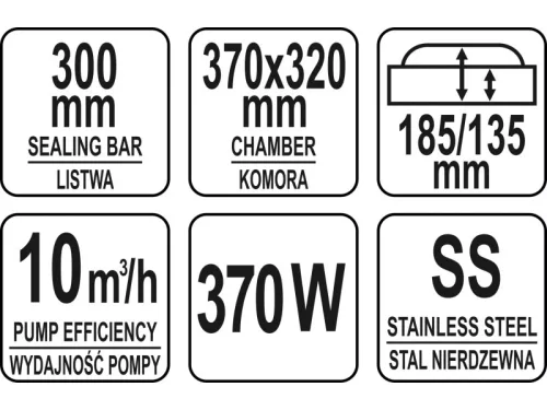 YATO YG-09304 GASTRO Vákuumkamrás vákuumfóliázó gép 300 mm 370 W