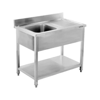   YATO YG-30900 Asztal egymedencés mosogatóval csepegtetőtálcával 1000 x 600mm