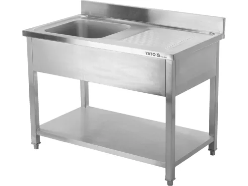 YATO YG-30901 Asztal egymedencés mosogatóval csepegtetőtálcával 1200 x 600mm
