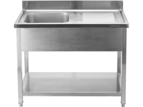 YATO YG-30901 Asztal egymedencés mosogatóval csepegtetőtálcával 1200 x 600mm