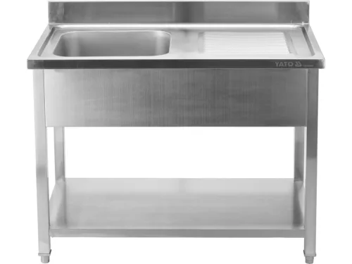 YATO YG-30902 Asztal egymedencés mosogatóval csepegtetőtálcával 1400 x 600mm