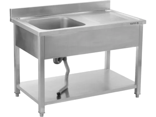 YATO YG-30902 Asztal egymedencés mosogatóval csepegtetőtálcával 1400 x 600mm