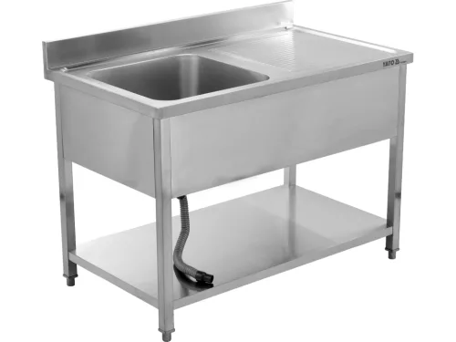 YATO YG-30904 Asztal egymedencés mosogatóval csepegtetőtálcával 1200 x 700mm