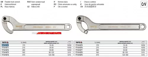 YATO YT-01670 Állítható körmös kulcs 15-35 mm / 170 mm CrV
