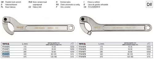 YATO YT-01673 Állítható körmös kulcs 80-120 mm / 340 mm CrV