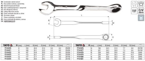YATO YT-01875 Csavart racsnis csillág-villáskulcs 13 mm CrV