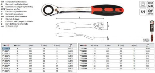 YATO YT-02370 Racsnis csillagkulcs 8 mm / 140 mm CrV