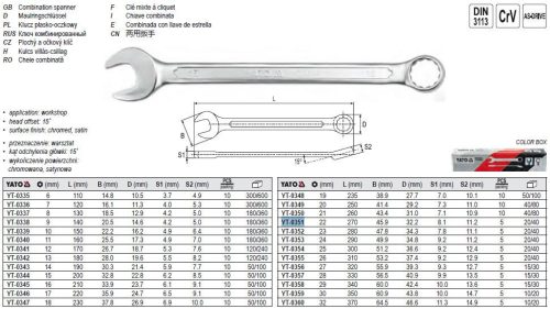 YATO YT-0351 Csillag-villáskulcs 22 mm / 270 mm CrV