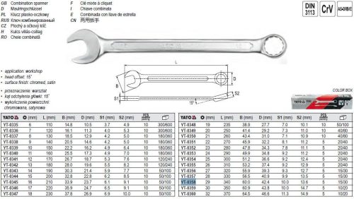 YATO YT-0358 Csillag-villáskulcs 29 mm / 340 mm CrV