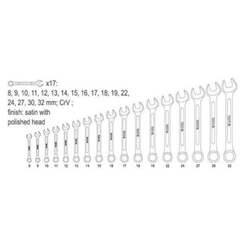 YATO YT-0363 Csillag-villáskulcs készlet 17 részes 8-32 mm CrV